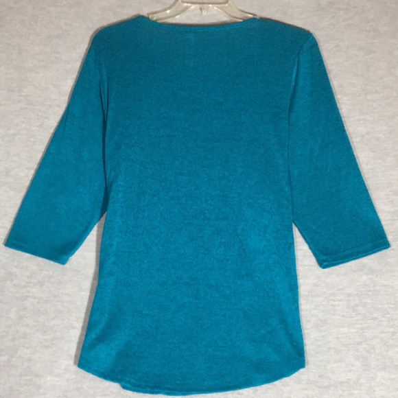 B & B BOUTIQUE Soft Summer Weight Stretchy Knit 3/4 Sleeve Long Line Tunic Top - Picture 2 of 14